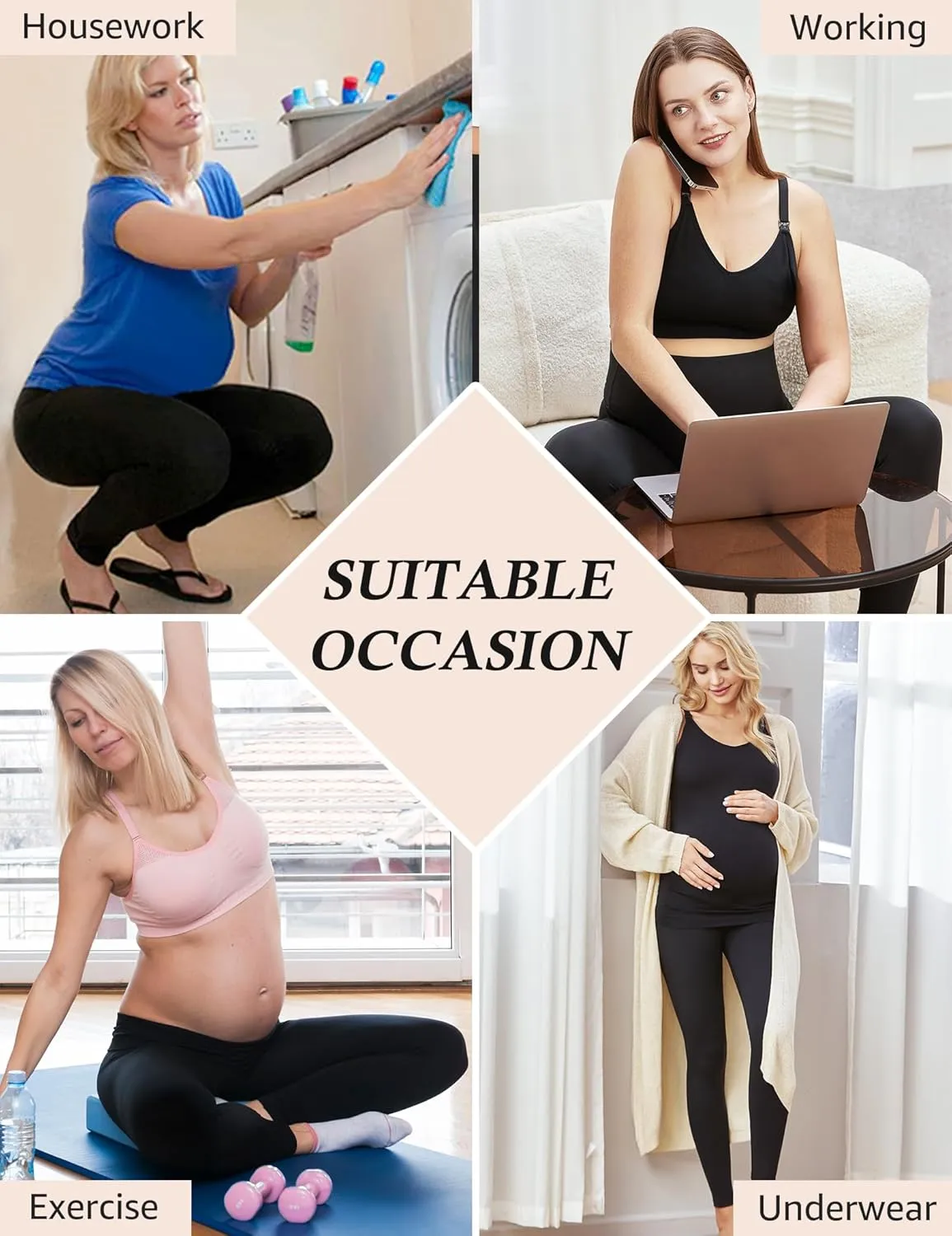 HOFISH Women's Maternity Leggings Over The Belly Soft Non-See-Through Workout Yoga Pants Pregnancy Leggings