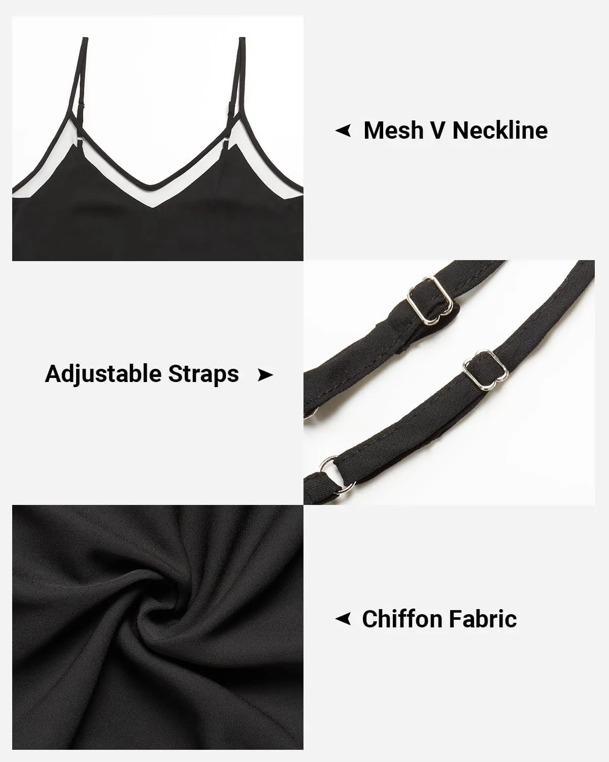 Holipick Chiffon Tank Top for Women V Neck Dressy Flowy Summer Tank Blouse Loose Fit Spaghetti Strap Cami Shirt