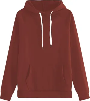 Hoodies for Women Solid Color Oversized Sweatshirts Pullover Winter Fall Comfy Long Sleeve 2024 Trendy Casual Clothes