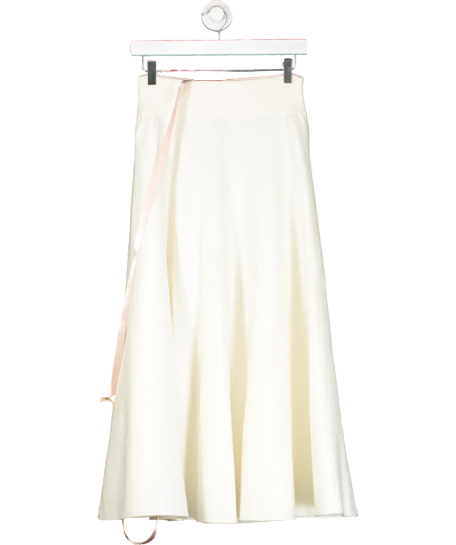 House of CB White Solara Wool Mix Flared Midi Skirt UK M