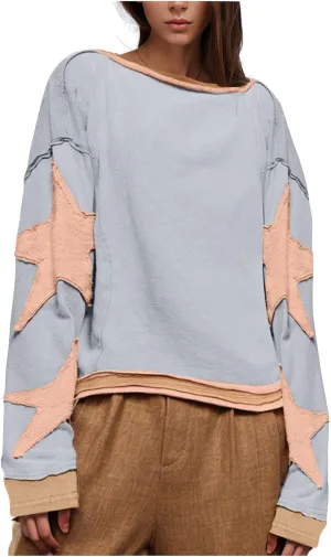 Hvyesh Sweatshirts for Women Crewneck Trendy 2025, Loose, Fall Tops Long Sleeve, FP Dupes, Fashion Cropped Workout Sweatshirt