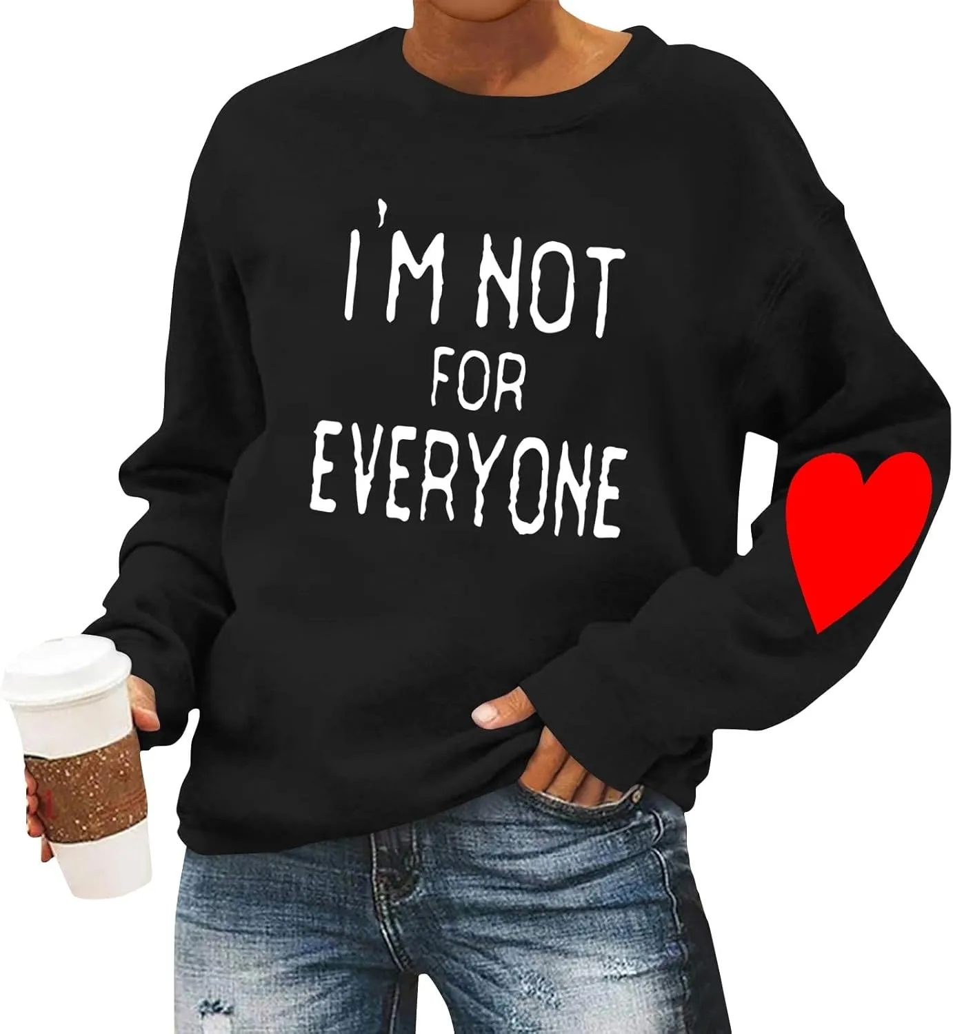 Im Not For Everyone Sweatshirt,Women'S Casual Fashion Valentine'S Day Print Long Sleeve O-Neck Sweatshirts Pullover Top