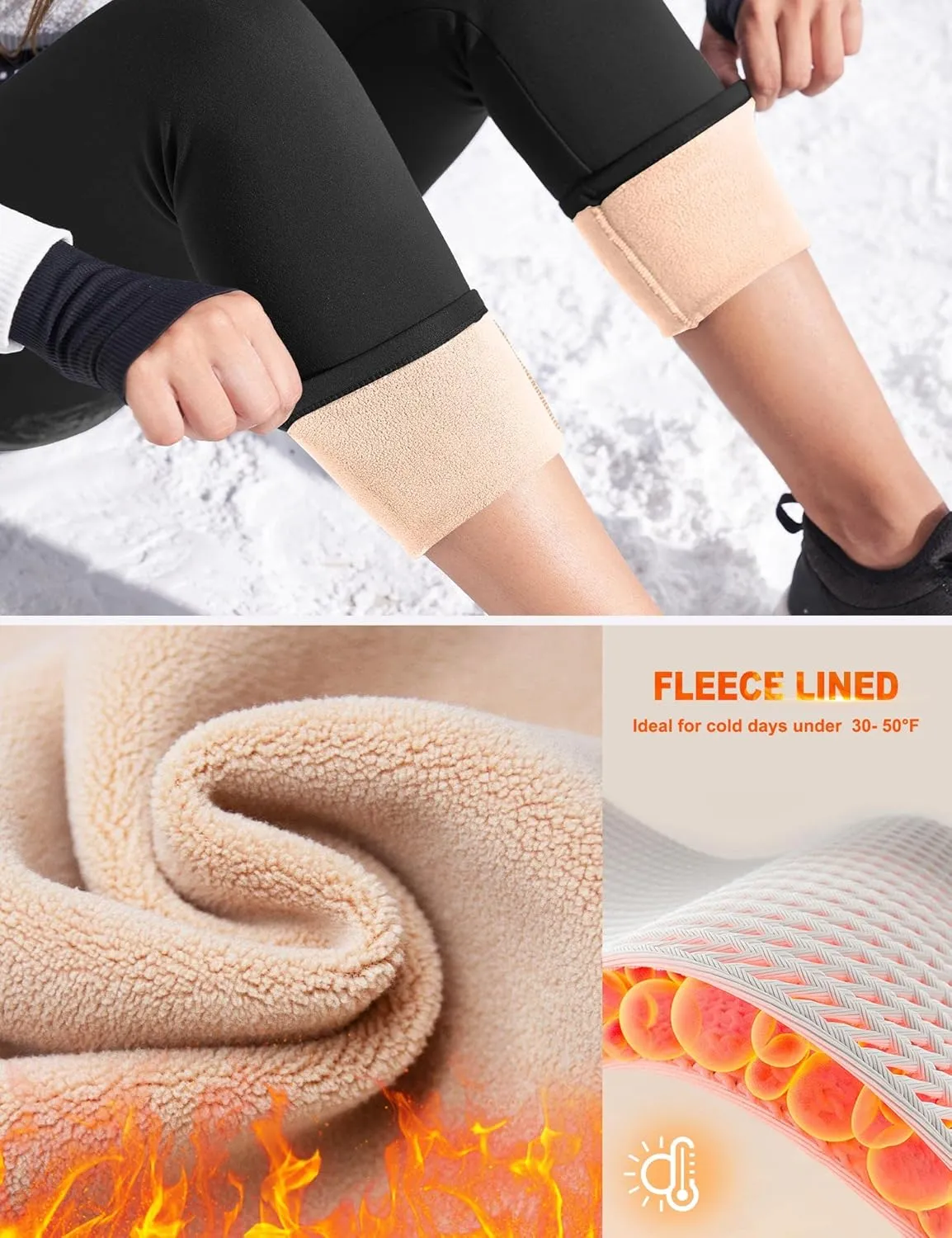 IUGA Thick Fleece Lined Leggings Women High Waist Warm Yoga Pants Winter Workout Thermal Leggings for Women