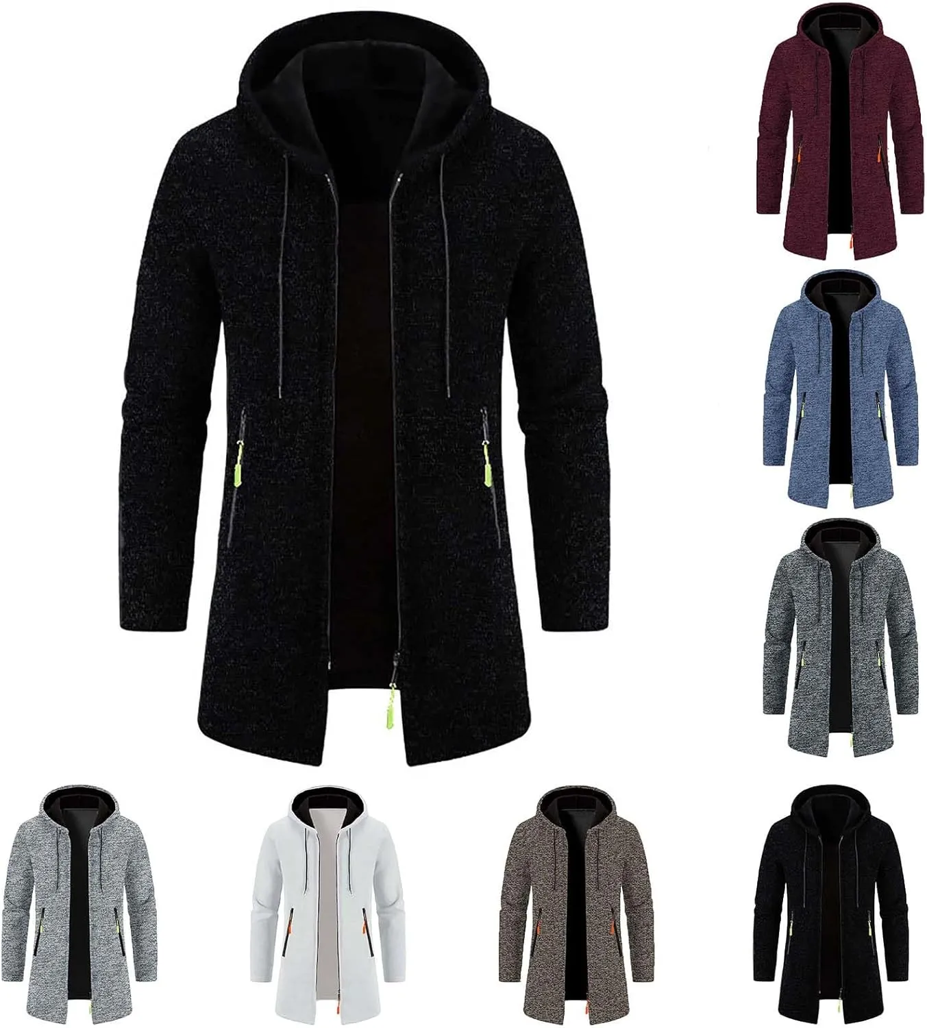 Jackets for Men,Men's Open Front Cardigan Sweater Full Zip Up Hooded Hoodies Knitted Sweatshirts Winter Coats Outwear