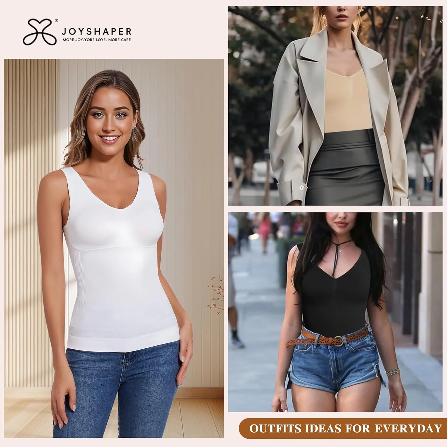 JOYSHAPER Women Tummy Control Shapewear Tank Tops V Neck Seamless Compression Camisole Slimming Body Shaper Camisole
