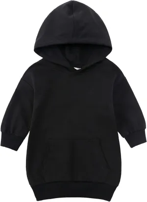 KAGAYD Toddler Boys Girls Hoodies Pullover Fleece Sweatshirt Children Black Solid Color Babies Hooded Top Active Sports