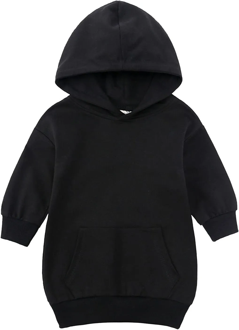 KAGAYD Toddler Boys Girls Hoodies Pullover Fleece Sweatshirt Children Black Solid Color Babies Hooded Top Active Sports