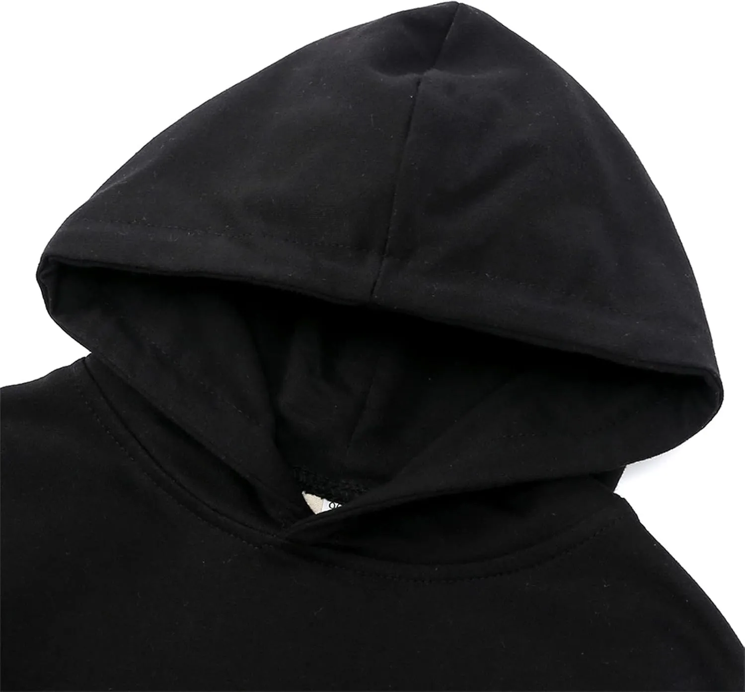 KAGAYD Toddler Boys Girls Hoodies Pullover Fleece Sweatshirt Children Black Solid Color Babies Hooded Top Active Sports