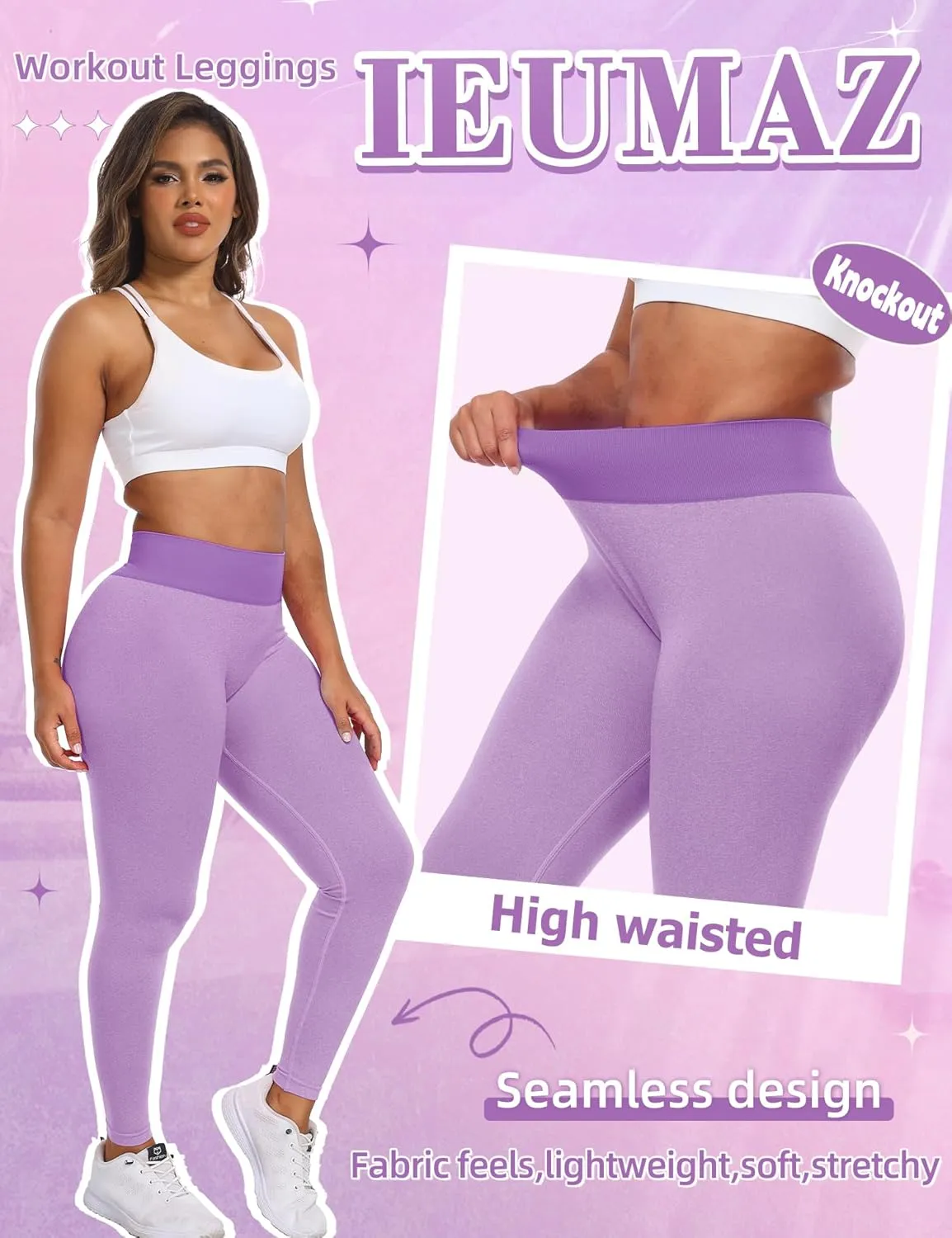 Knockout Seamless Gym Workout Leggings Scrunch Butt Lifting Leggings for Women High Waist Tummy Control Yoga Pants
