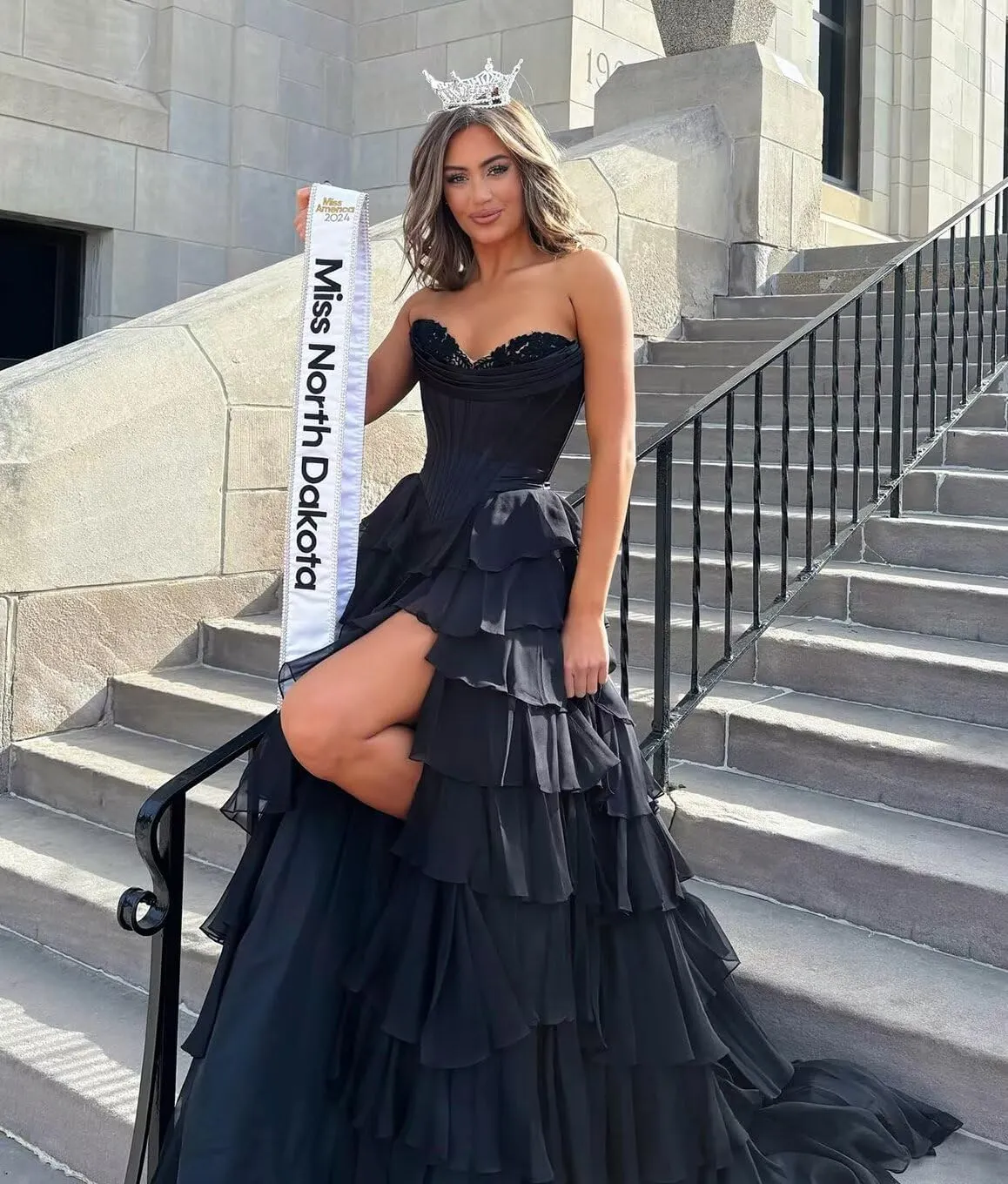 Lace Princess Tiered Prom Dress 2025 Long Ball Gown for Women Sweetheart Chiffon Formal Dresses with Slit