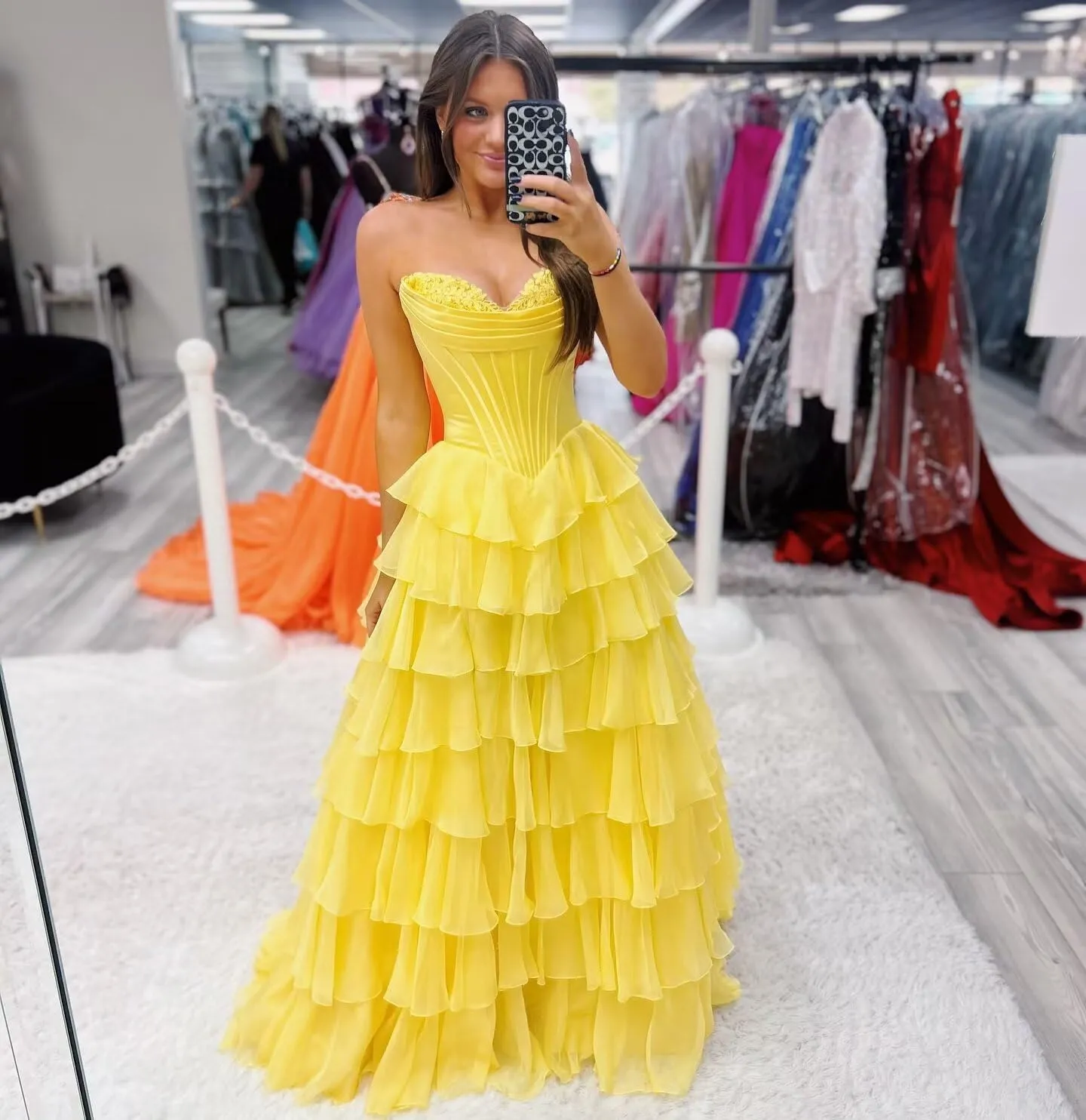 Lace Princess Tiered Prom Dress 2025 Long Ball Gown for Women Sweetheart Chiffon Formal Dresses with Slit
