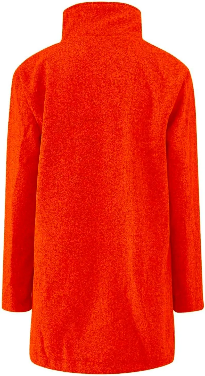Ladies Solid Color Jacket Winter Button Up Trendy Long Sleeve Hooded 2024 Tweed Jacket Loose Comfy Outerwear With Pocket