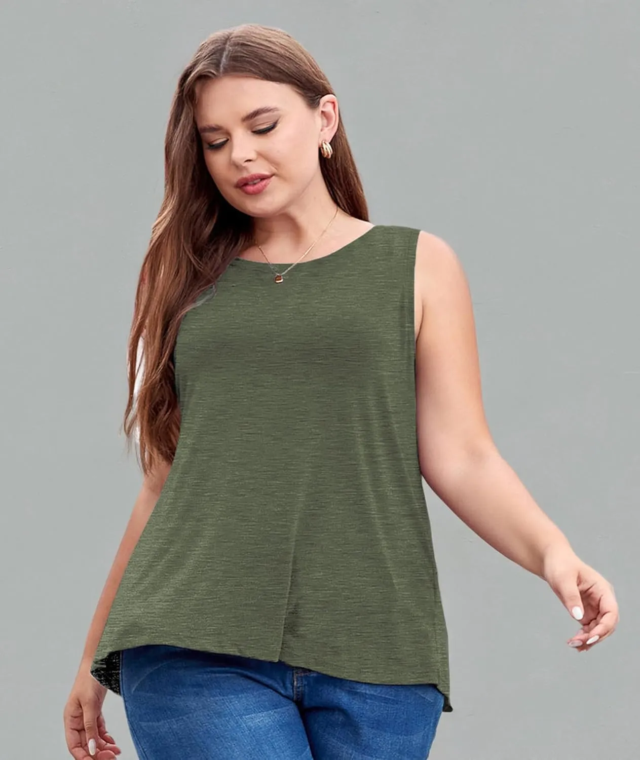 LALAGEN Plus Size Womens Workout Tank Tops Sleeveless Summer Loose Fit Flowy Yoga Athletic Running Shirts