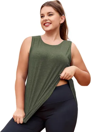 LALAGEN Plus Size Womens Workout Tank Tops Sleeveless Summer Loose Fit Flowy Yoga Athletic Running Shirts