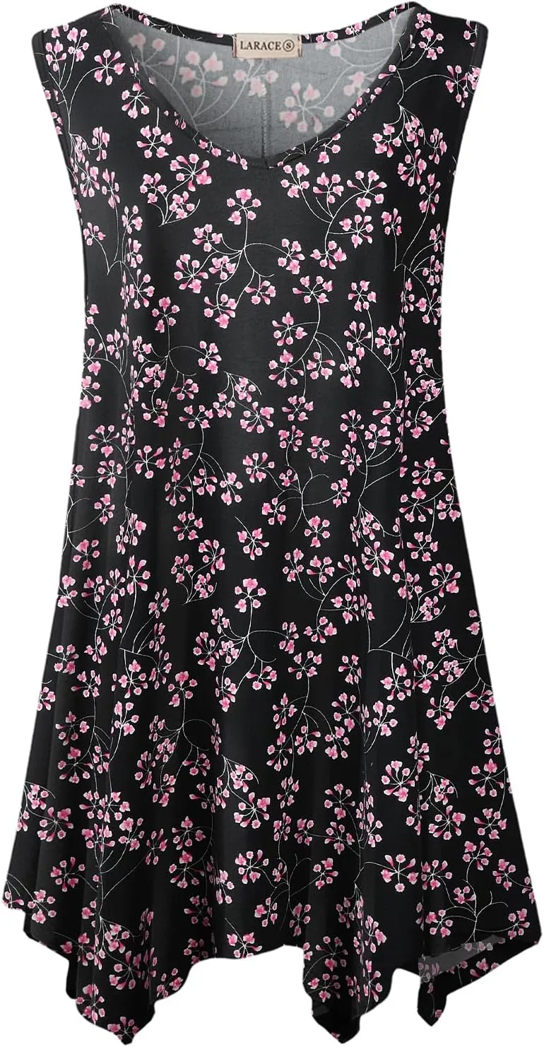 LARACE Plus Size Tank Tops for Women V Neck T Shirts Summer Sleeveless Tunic Tops Loose Fit Flowy Blouse