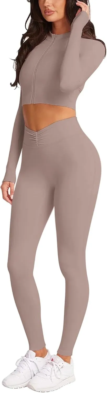 LASLULU V-High Waisted Workout Leggings for Women 28" Gathered Buttery Soft Compression Leggings Yoga Workout Pants