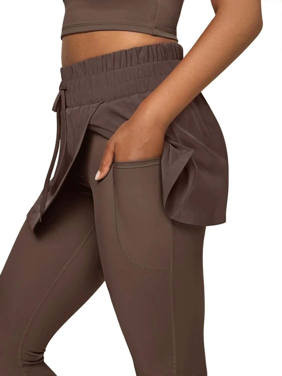 LASLULU Womens Tennis Skirted Leggings Yoga Golf Skirts with Leggings Modest Gym Athletic Pickleball Running Clothes Outfits