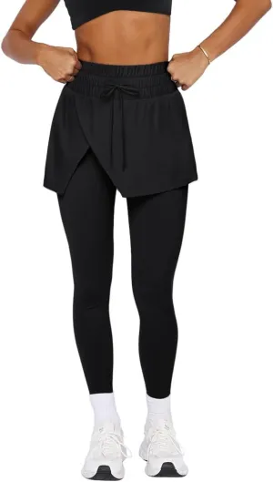 LASLULU Womens Tennis Skirted Leggings Yoga Golf Skirts with Leggings Modest Gym Athletic Pickleball Running Clothes Outfits