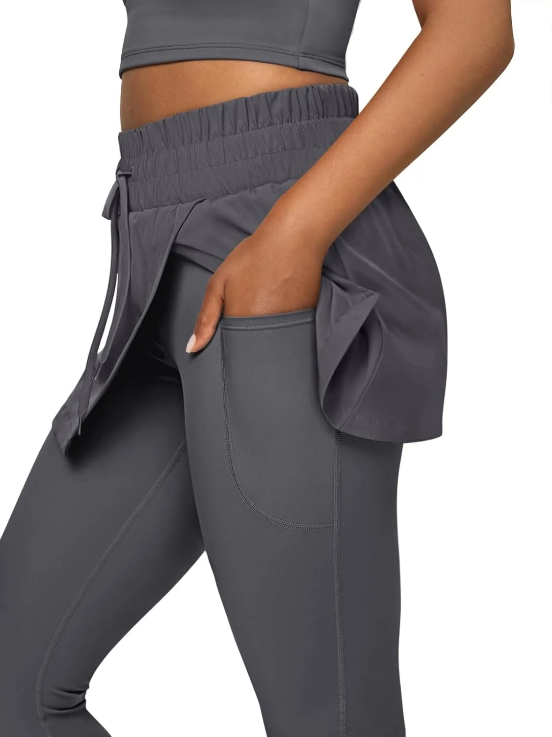 LASLULU Womens Tennis Skirted Leggings Yoga Golf Skirts with Leggings Modest Gym Athletic Pickleball Running Clothes Outfits