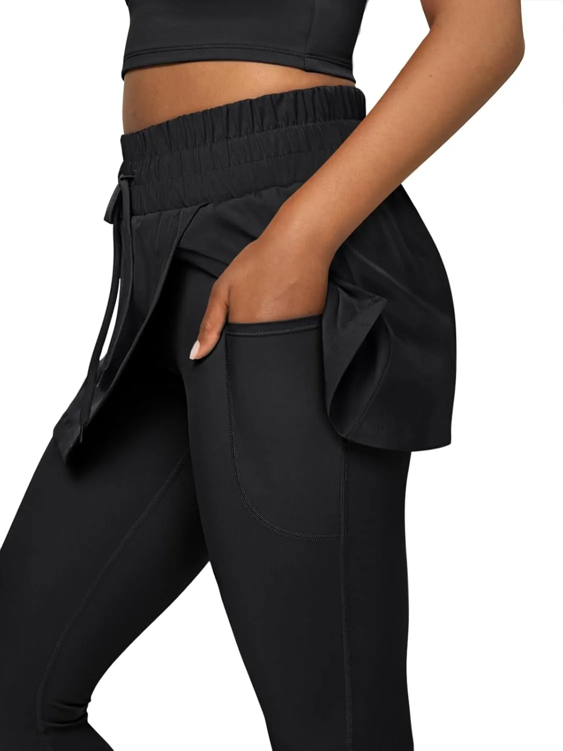 LASLULU Womens Tennis Skirted Leggings Yoga Golf Skirts with Leggings Modest Gym Athletic Pickleball Running Clothes Outfits