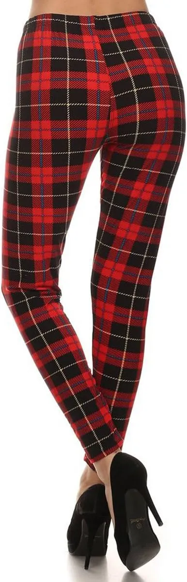 Leggings Depot High Waisted Plaid & Wild Print Leggings for Women - Plaid, Leopard, Snake Skin, Polka dot