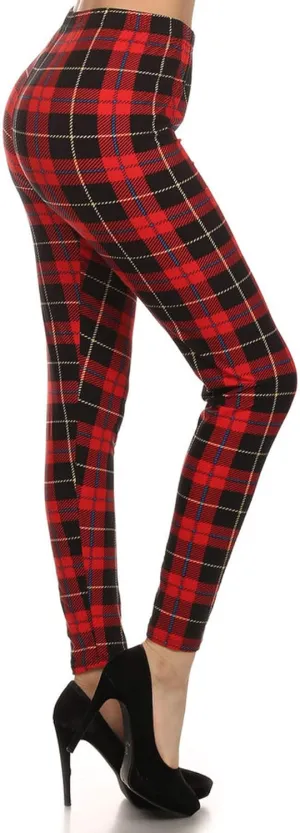 Leggings Depot High Waisted Plaid & Wild Print Leggings for Women - Plaid, Leopard, Snake Skin, Polka dot