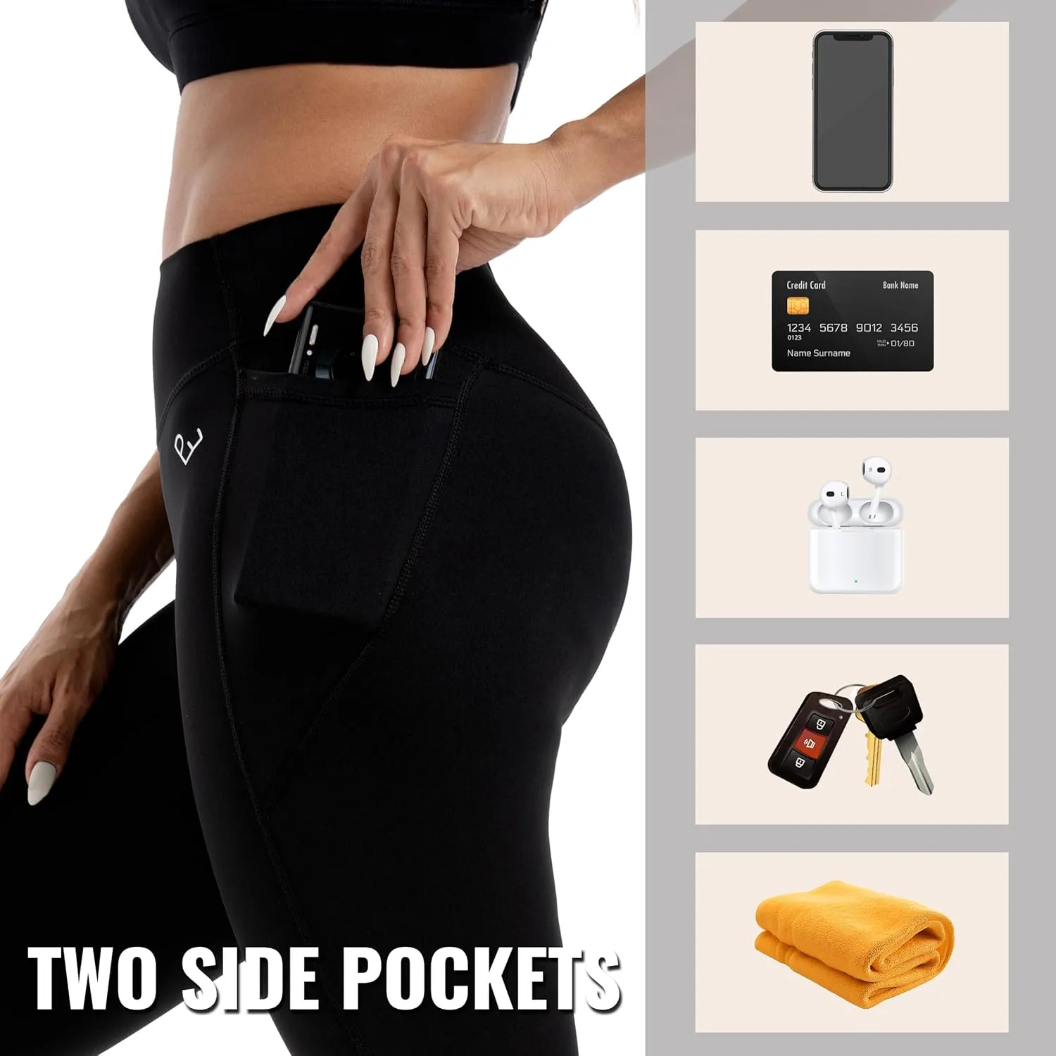 Leggings with Pockets for Women, Tummy Control High Waisted Activewear Leggings, Women's Workout Gym Yoga Pants