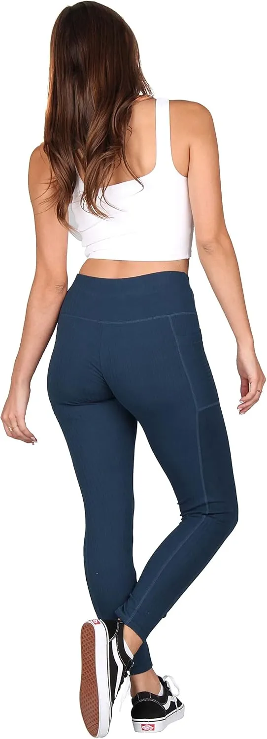 Lildy Solid Ribbed Leggings with Pockets