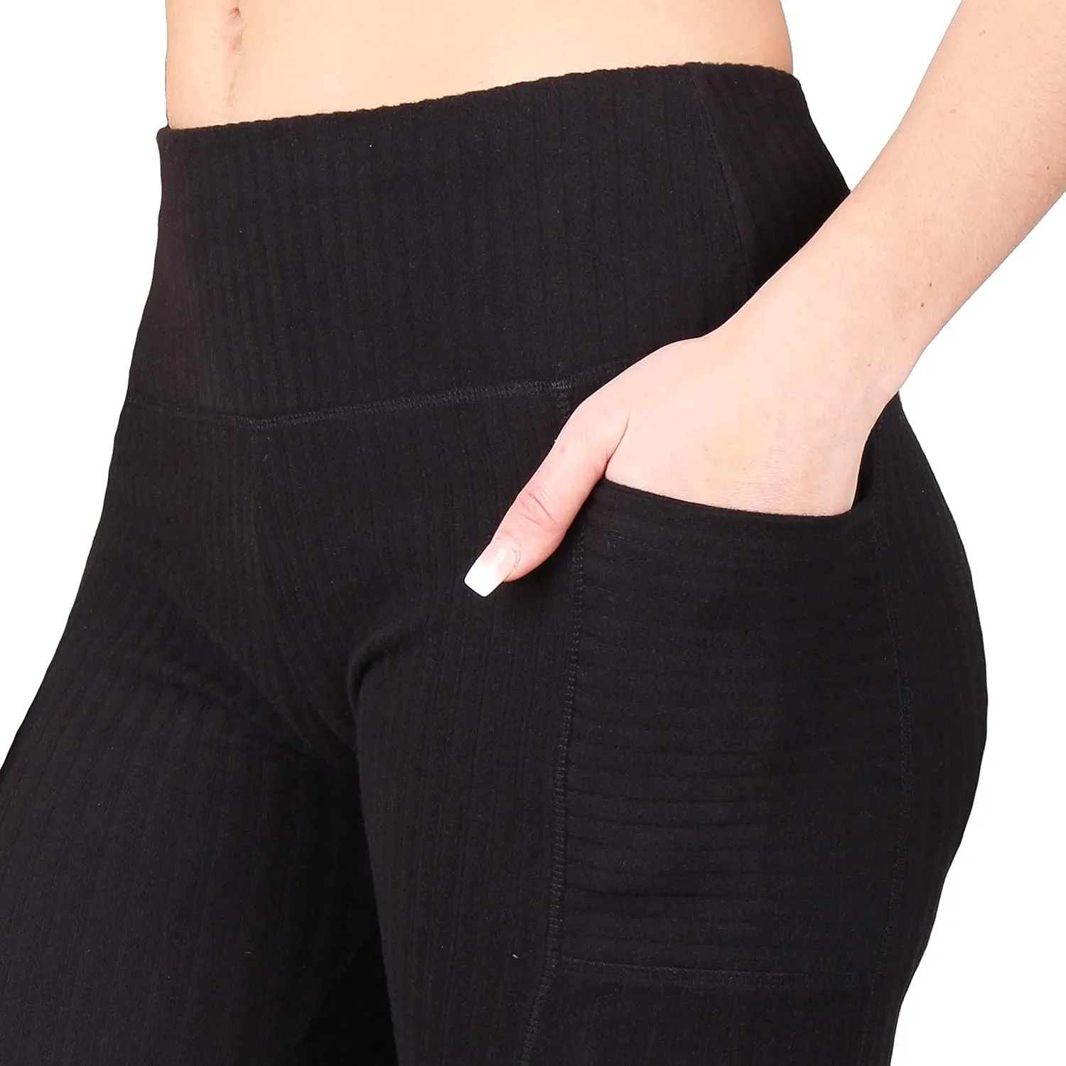 Lildy Solid Ribbed Leggings with Pockets