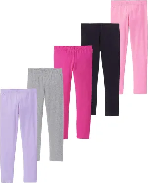 Little Girls Black Leggings Basic Toddler Girl Pants Soft Comfortable Baby Girls Leggings Pack of 5