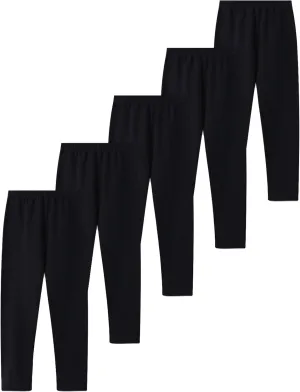 Little Girls Black Leggings Basic Toddler Girl Pants Soft Comfortable Baby Girls Leggings Pack of 5