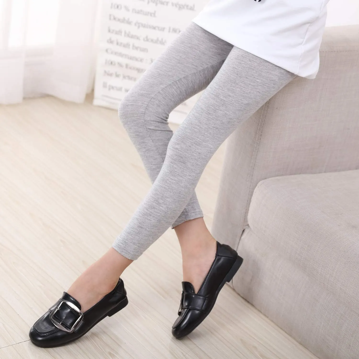 Little Girls Black Leggings Basic Toddler Girl Pants Soft Comfortable Baby Girls Leggings Pack of 5