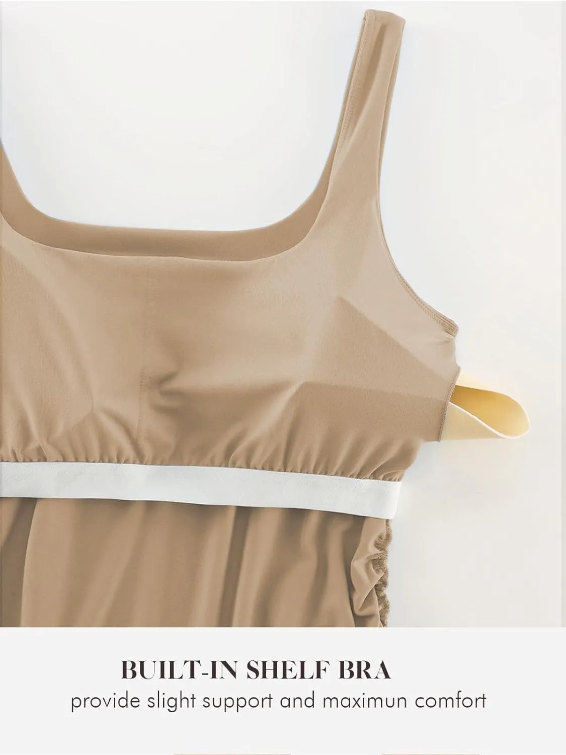 Liu & Qu Women's Maternity Tank Tops with Built in Bra Square Neck Sleeveless Pregnancy Athletic Yoga Shirts Workout Camisole