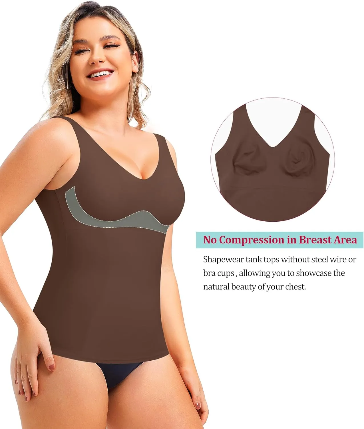 LODAY Shapewear Tummy Control Tank Top Compression Tanks for Women V-Neck Camisole Cami Slimming Body Shaper