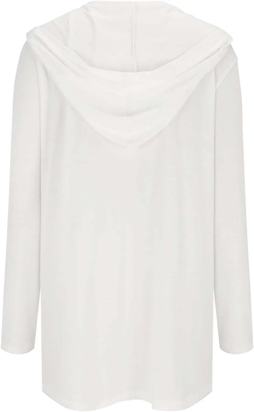 Long Cardigans for Women Trendy 2024 Summer Lightweight Casual Comfy Open Front Hooded Cardigan Sweater with Pocket