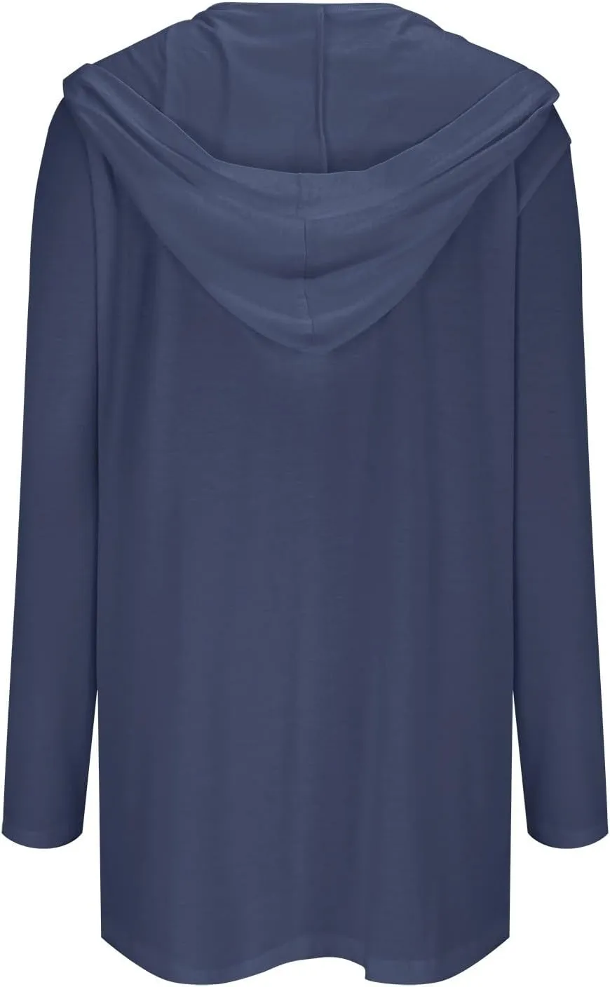 Long Cardigans for Women Trendy 2024 Summer Lightweight Casual Comfy Open Front Hooded Cardigan Sweater with Pocket
