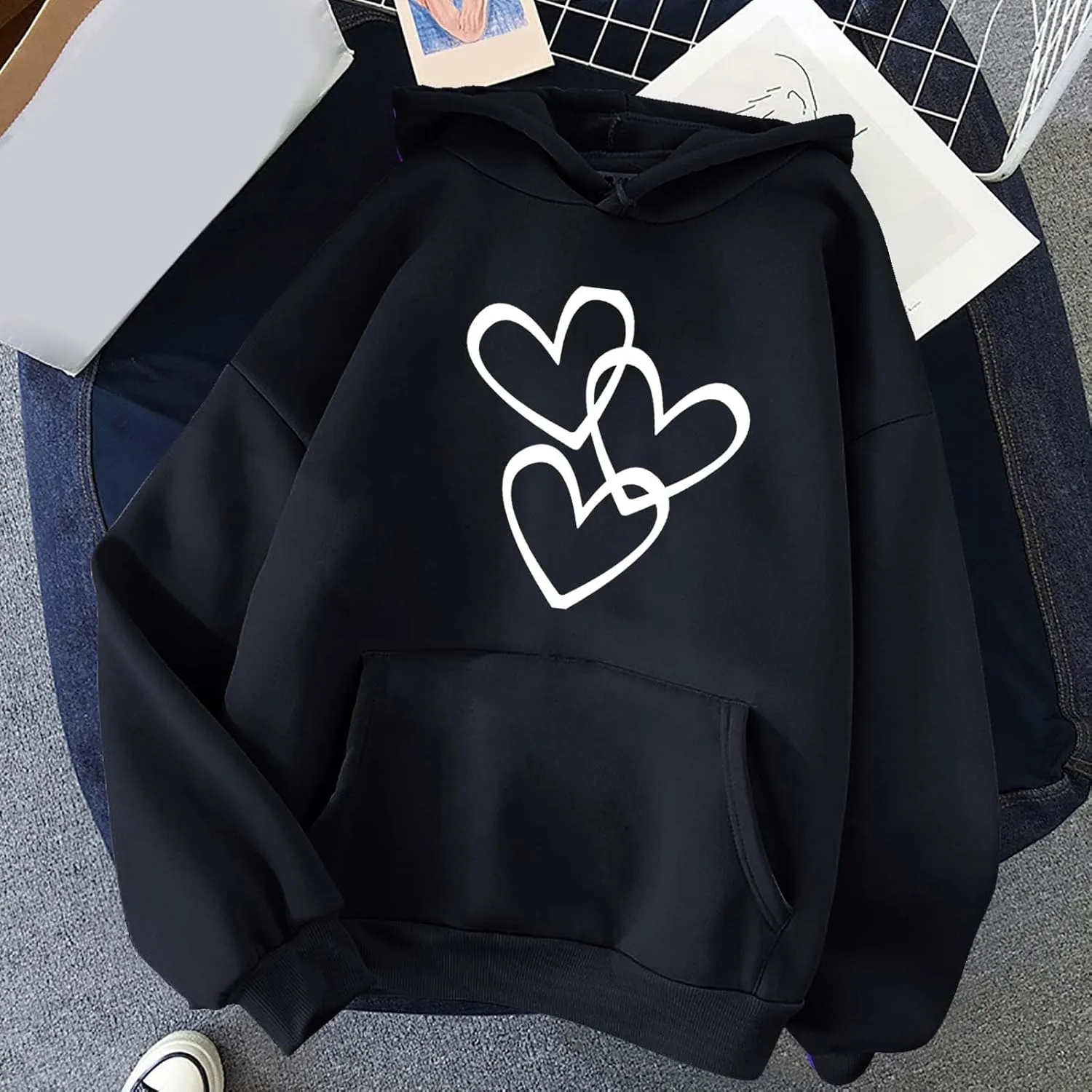 Long Sleeve Hoodie Shirts for Women Fashion Love Graphic Pullover Sweatshirt Loose Soft Comfy Fall Tops