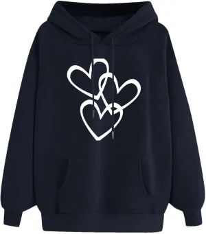 Long Sleeve Hoodie Shirts for Women Fashion Love Graphic Pullover Sweatshirt Loose Soft Comfy Fall Tops