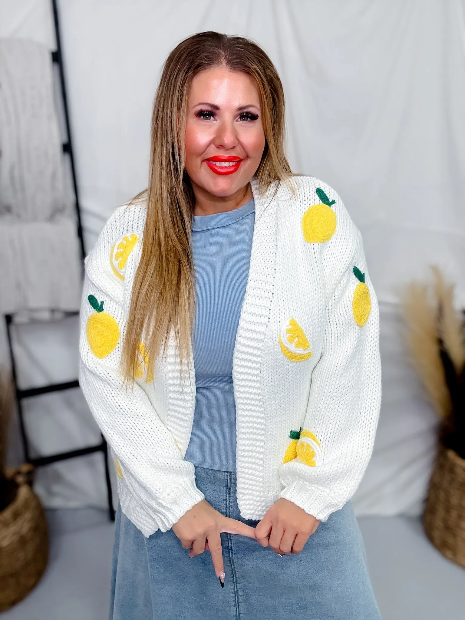 Long Sleeve Lemon Sweater Cardigan