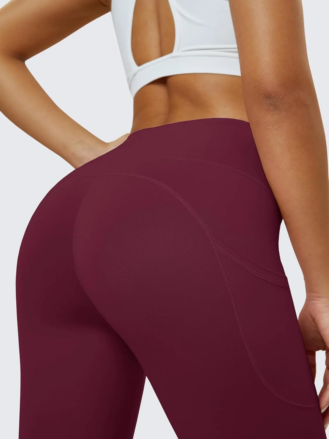 MAGCOMSEN Women's Yoga Leggings V Waist Gym Workout Athletic Leggings with Pockets Stretch Soft Leggings Spring Autumn