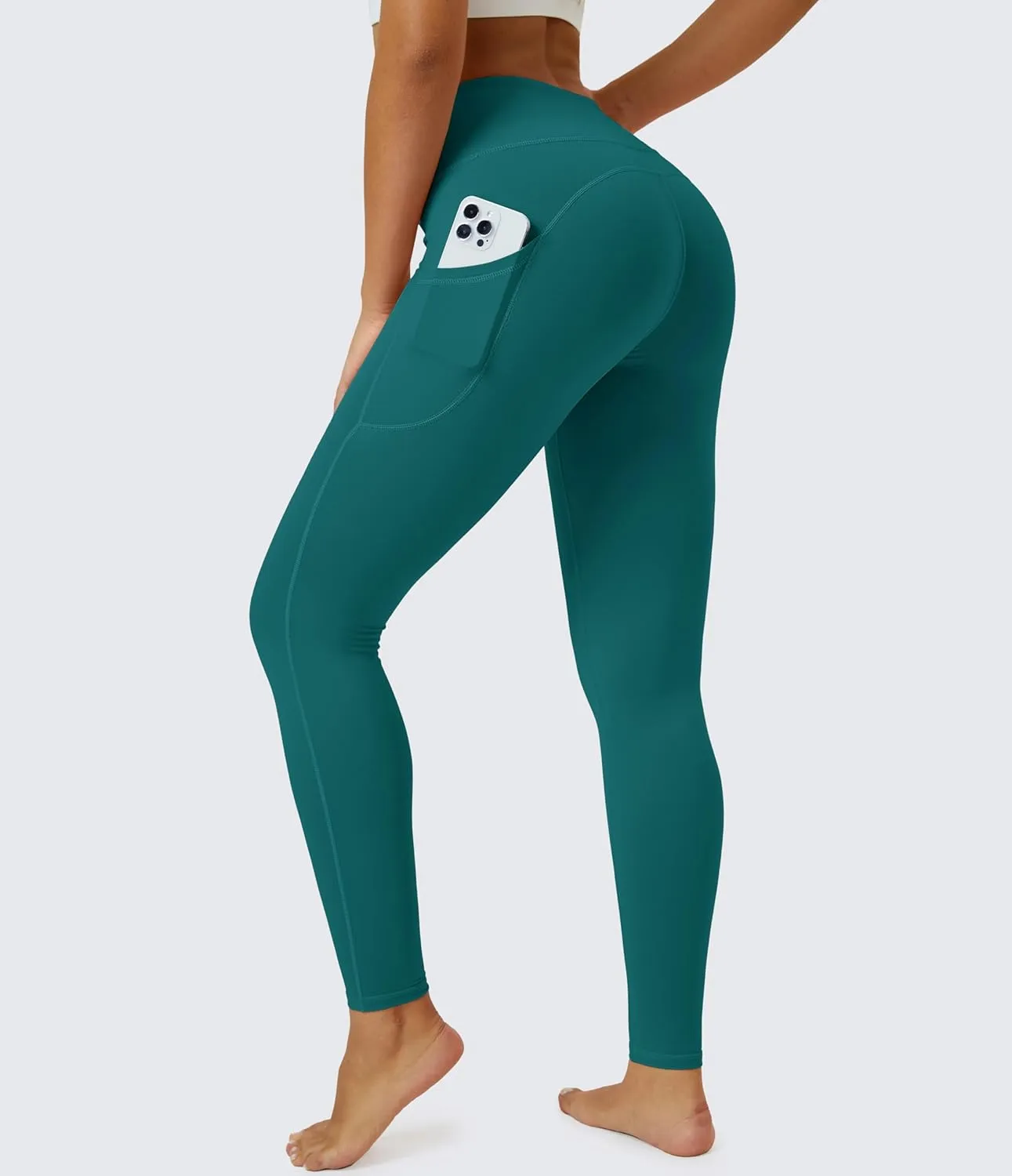 MAGCOMSEN Women's Yoga Leggings V Waist Gym Workout Athletic Leggings with Pockets Stretch Soft Leggings Spring Autumn