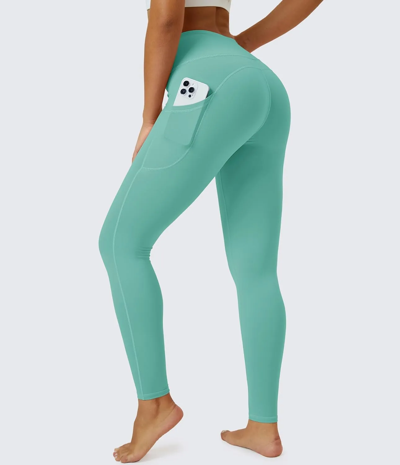 MAGCOMSEN Women's Yoga Leggings V Waist Gym Workout Athletic Leggings with Pockets Stretch Soft Leggings Spring Autumn