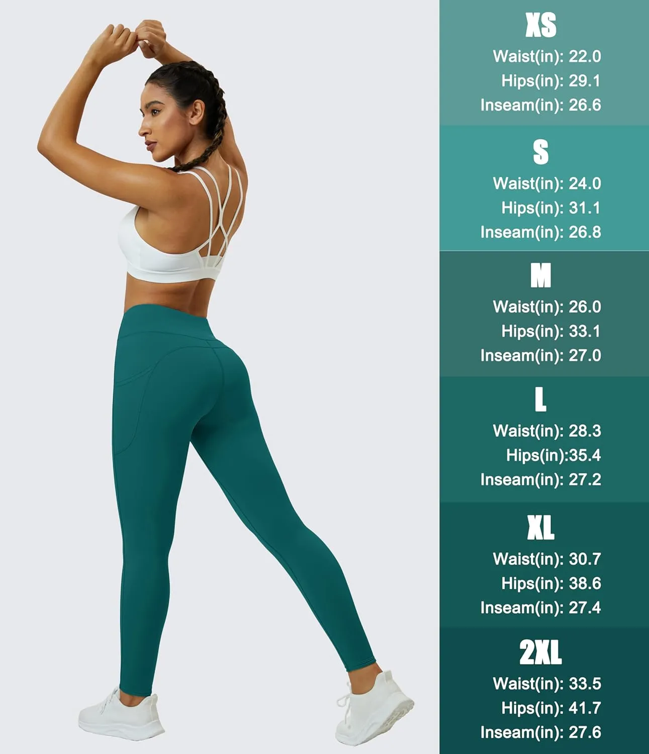 MAGCOMSEN Women's Yoga Leggings V Waist Gym Workout Athletic Leggings with Pockets Stretch Soft Leggings Spring Autumn