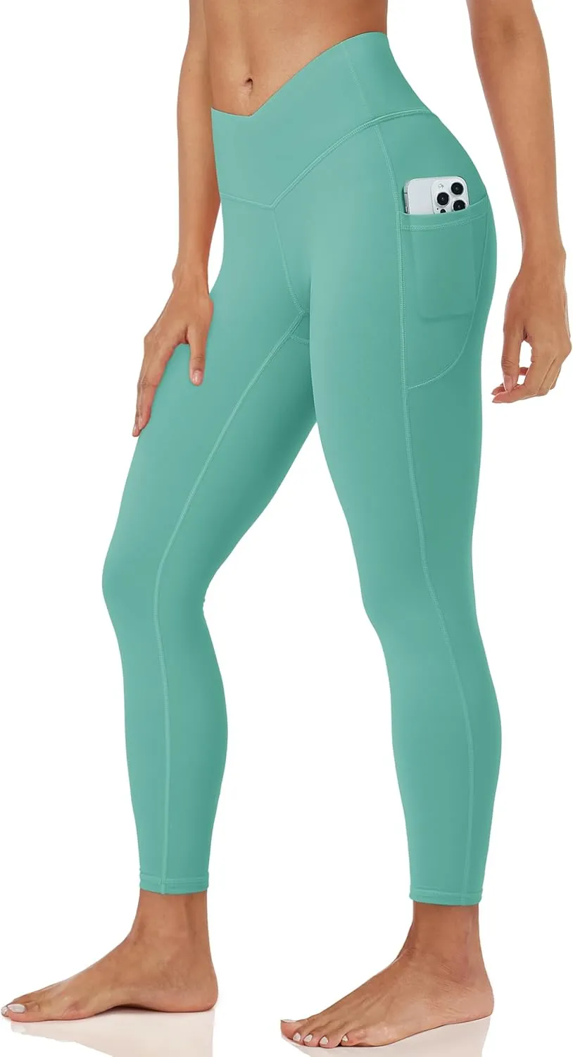 MAGCOMSEN Women's Yoga Leggings V Waist Gym Workout Athletic Leggings with Pockets Stretch Soft Leggings Spring Autumn
