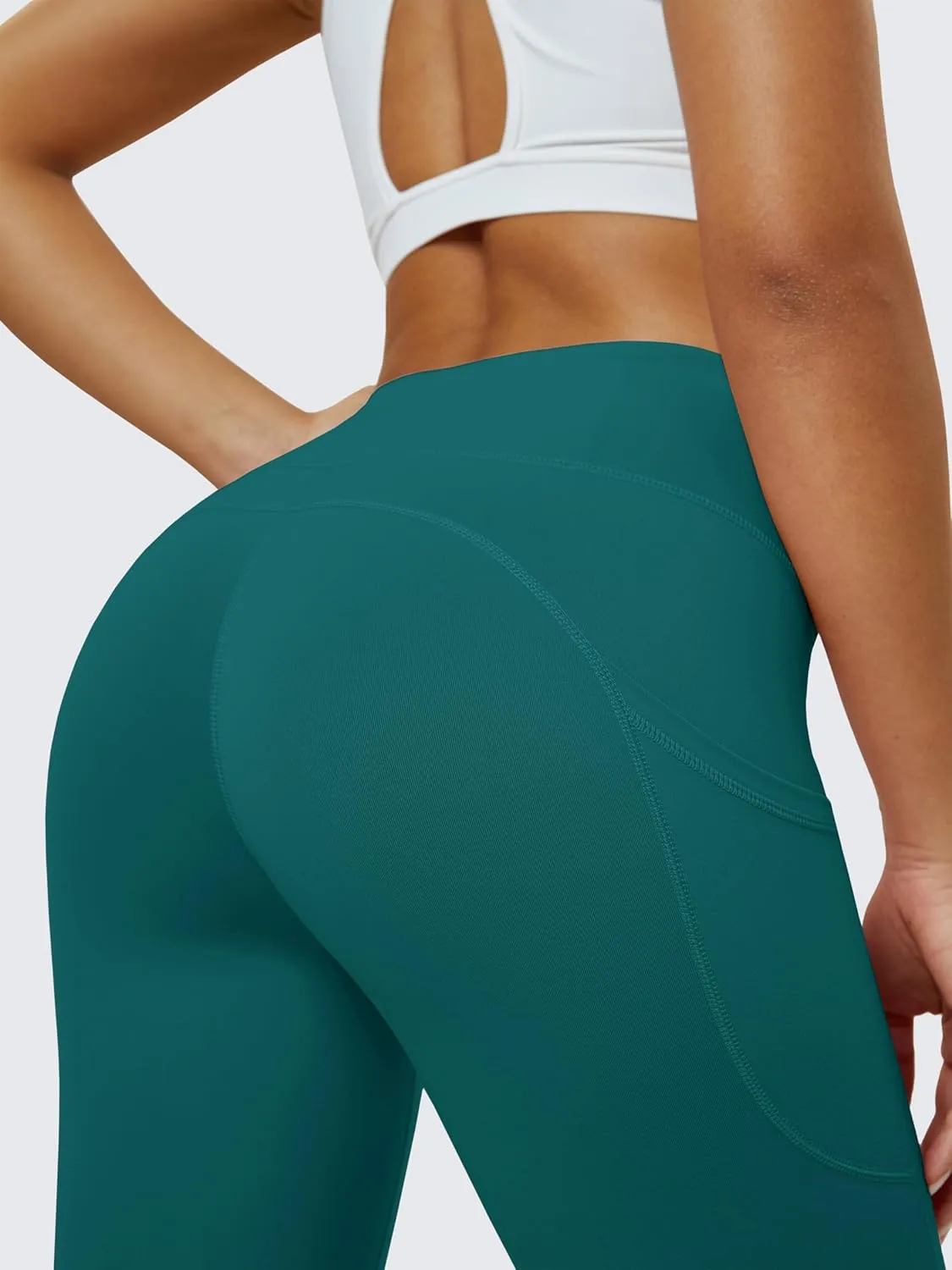 MAGCOMSEN Women's Yoga Leggings V Waist Gym Workout Athletic Leggings with Pockets Stretch Soft Leggings Spring Autumn