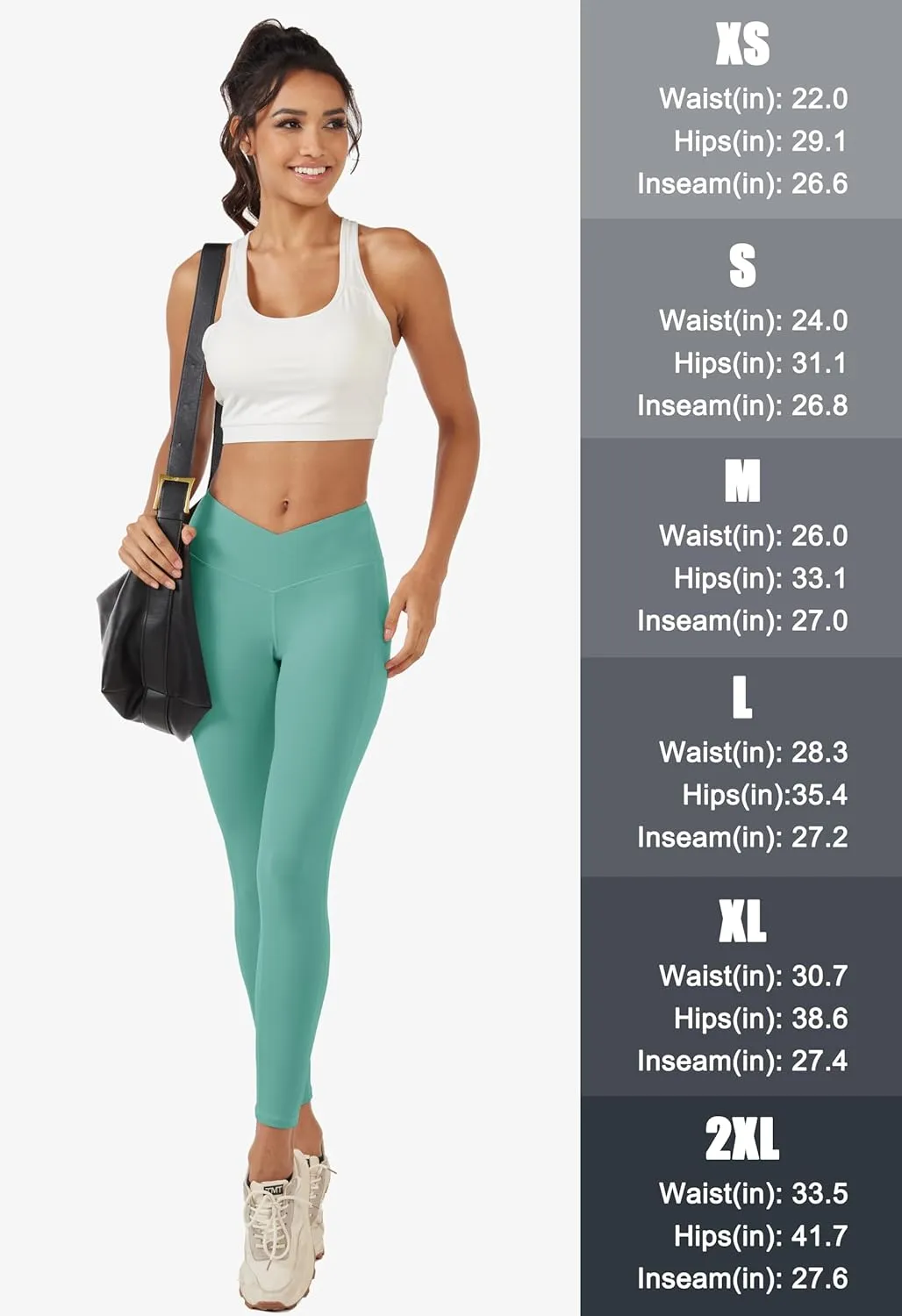 MAGCOMSEN Women's Yoga Leggings V Waist Gym Workout Athletic Leggings with Pockets Stretch Soft Leggings Spring Autumn