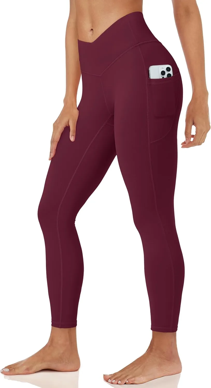MAGCOMSEN Women's Yoga Leggings V Waist Gym Workout Athletic Leggings with Pockets Stretch Soft Leggings Spring Autumn