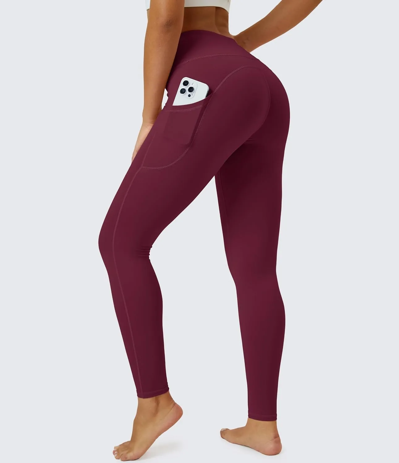 MAGCOMSEN Women's Yoga Leggings V Waist Gym Workout Athletic Leggings with Pockets Stretch Soft Leggings Spring Autumn
