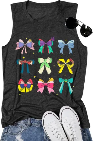 Magic Kingdom Tank Tops Women Princess Bow Shirt Magical Family Vacation Vest Summer Holiday Graphic Sleeveless Tee