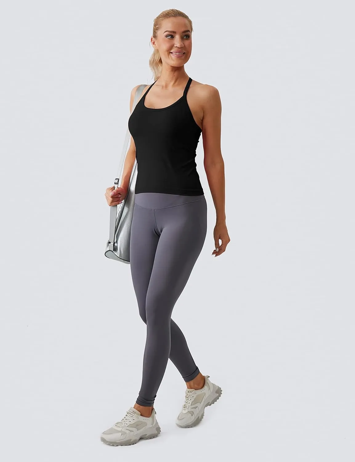 MathCat Workout Tank Tops for Women with Built in Bra, Sleeveless Gym Tops Seamless Racerback Athletic Yoga Shirts
